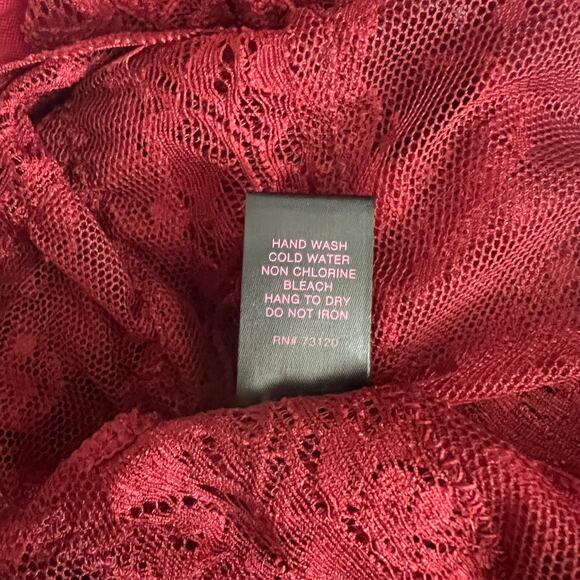 Frederick’s of Hollywood Deep Red Mesh Teddy, S - Picture 9 of 11